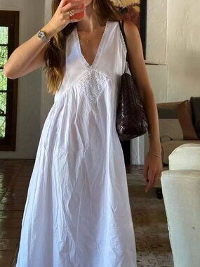 Laneway the label vintage cotton gown in white cotton midi dress with lace detai